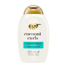 OGX Quenching + Coconut Curls Curl-Defining Conditioner, Nourishing Curly Hair Conditioner with Coconut /Citrus Oil & Honey, Paraben-Free with Sulfate-Free Surfactants, 13oz