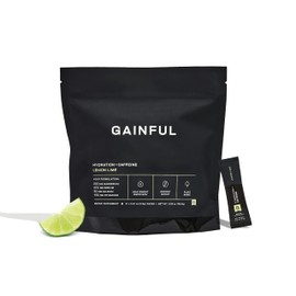 Gainful Gainful Hydration + Caffeine Packets with Key Electrolytes Magnesium & Sodium + L Theanine, Low Sugar Drink Mix, Lemon Lime, 21 Sticks