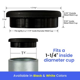 Sunniland Patio 1-1/4" Deluxe Wrought Iron Patio Furniture Feet Glides, Round Plastic Chair Leg Caps, Floor Protector for Chairs, Pack of 16, Black