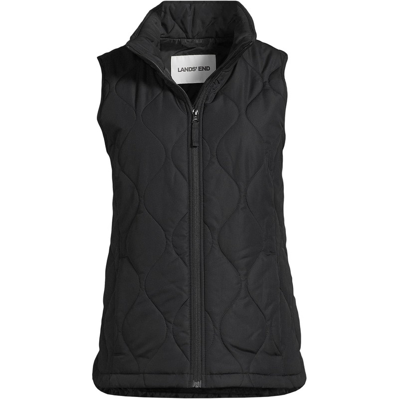 Lands' End Womens FeatherFree Onion Quilted Insulated Vest Black Regular