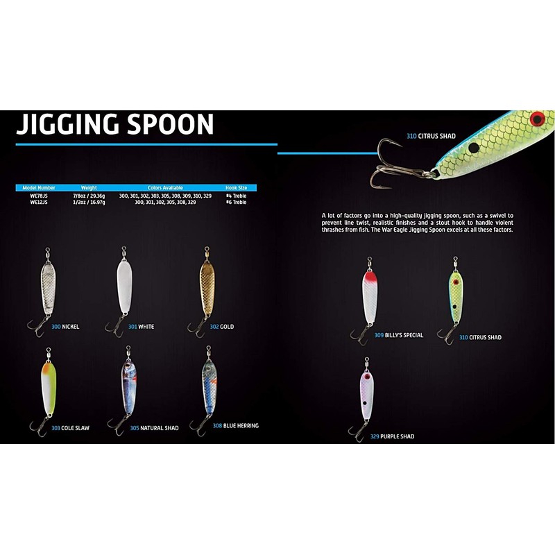 War Eagle Custom Lures Jigging Spoon Fishing Lure with Built-in