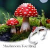 CUPENDA Mushroom Toe Rings 925 Sterling Silver Red Mushroom Adjustable