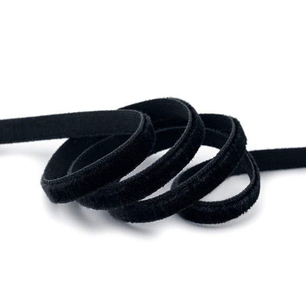 finemark 3 m x 6 mm Elastic Velvet Ribbon Black