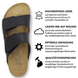 AFS-Schuhe 3108 Comfortable Mules for Men, Leather, Slippers, Work Shoes, Made in Germany, Black smooth leather