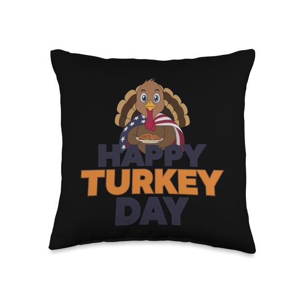 Thanksgiving Turkey Happy Turkey Day Thanksgiving Turkey Throw Pillow