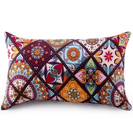 ATsense Set of 2 Pillowcases, 50 x 80 cm, 100% Cotton, Colourful Pillowcases with Zips, Super Soft, Premium and Hypoallergenic, Oeko-Tex, Super Comfortable (Bohemian, Paisley)