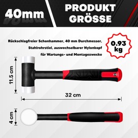 C&T Non-recoil soft hammer, diameter 40 mm, tubular steel handle, replaceable polyamide head, for maintenance and assembly purposes