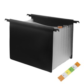 Chinflly Expanding Hanging File Folders,13 Innovative Accordion Pocket Extra Capacity Hanging Accordion File Organizer with Retractable Hook Large Capacity, Multi-Color Tabs,Transparent