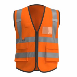 caparazon Unisex High-Visibility Reflective Safety Vest with Zippered Pockets - ANSI/ISEA Certified for Enhanced Work Safety