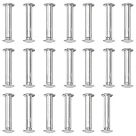 Leliafleury M4*6 Chicago Screw Posts 20Pcs Chicago Binding Screws Stainless Steel Flat Head Rivets for Craft Purse Belt Handbags, Silver