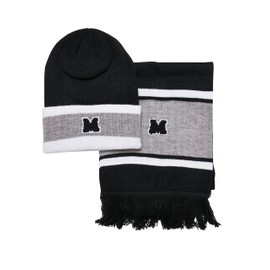 Urban Classics Unisex College Team Package and Scarf Beanie Hat, Black/Heather Grey/White