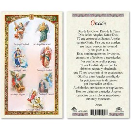 Oracion a Los 7 Arcangeles Laminated Prayer Cards - Pack of 25- Spanish Espanl