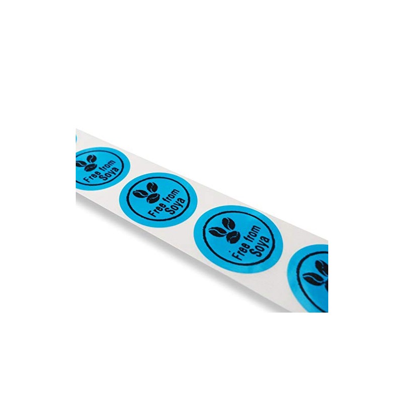 1000 x roll 25mm Round Blue Free from SOYA Labels