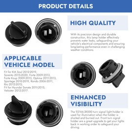 2PCS Front Turn Signal Light Bulb Socket Holder 92166 3K000 Compatible with Kia Soul Sportage Sorento Hyundai Tucson Elantra Sonata Genesis Turn Signal Plug Socket Assembly