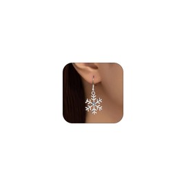 Snowflake Earring for Women Snowflake Drop Earring Sparkling Crystal Snowflake Earring Winter Party Flower Snowflake Dangle Earrings Chrismas Jewelry for Women (sliver1)