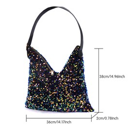 Sequin Shoulder Tote Bag, Large Glitter Evening Clutch Bag Shoulder Bag Sequin Tote Bag Underarm Bag Sparkly Evening Purses Handbags for Party Shopping