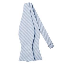Jacob Alexander Men's Seersucker Striped Pattern Self-Tie Bow Tie - Baby Blue