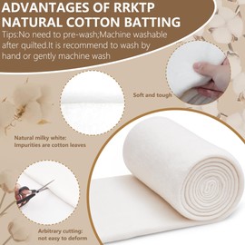 RRKTP Cotton Quilting Batting Microwave Safe for Bowl Cozies,Cotton Lightweight Lining for Potholders Quilting,36" x 5 Yards Soft Batting for Quilting, Batting for Sewing Handmade Quilts&DIY