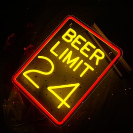 Beer Neon Sign for Wall Decor Dimmable Beer Limit 24 Neon Light Sign Bar Led Sign for Man Cave Home Bar Pub Restaurant Basement Garage Bistro Hotel Birthday Party Decor Gifts