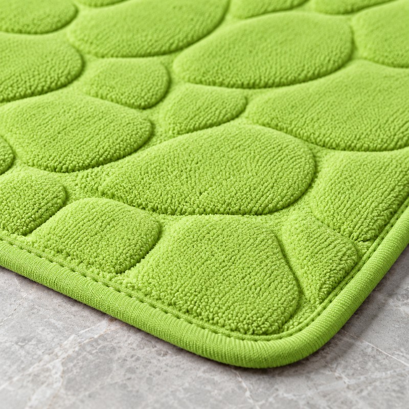 Embossed Pebble Microfiber Bath Mat with Anti-Slip Backing, Soft Floor