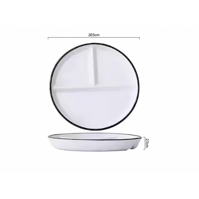 8-Inch Bone China Divided Plate for Breakfast & Meals –