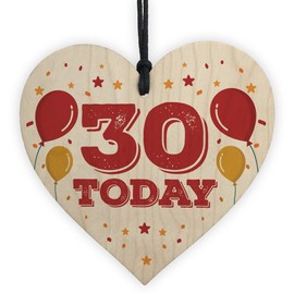 RED OCEAN 30th Birthday Decoration Wooden Heart Novelty Gift Tag Birthday Gift For Him Her