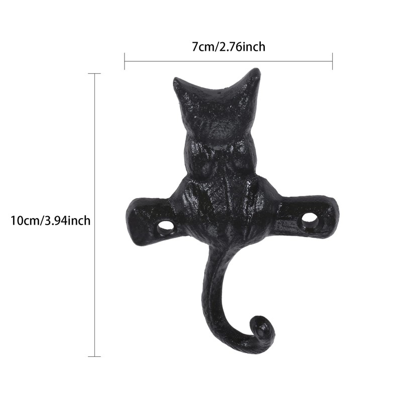 dophee 2PCS Cast Iron Cat Hooks, Heavy Duty Wall Mounted