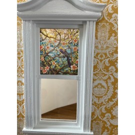 Unbranded Yellow Bird on a Branch  Dollhouse Miniature Stained Glass Window Film