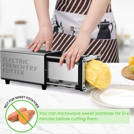 YOTAN Electric French Fry Cutter,French Fry Cutter Stainless Steel with 1/2 & 3/8 Inch Blade,Commercial and Household Electric Fry Cutter,Potato Slicer,Use for Potatoes,Onion,Cucumbers,Apples