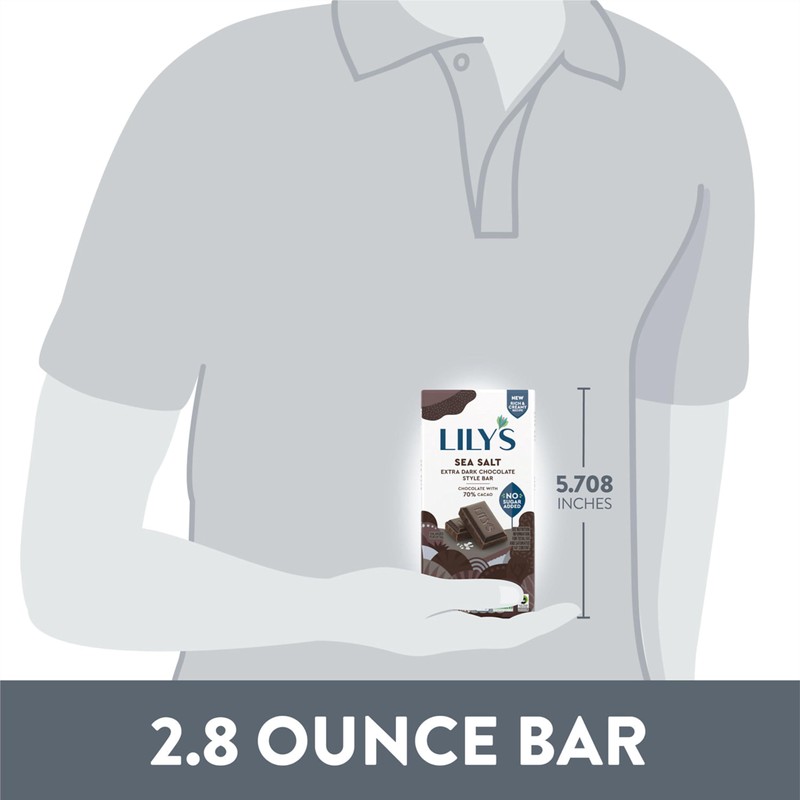 LILY'S Sea Salt Extra Dark Chocolate Style No Sugar Added,