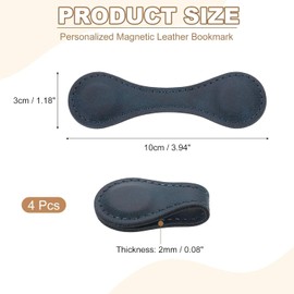Liangang 4PCS Magnetic Bookmarks, Leather Magnetic Bookmarks for Women, Double-Sided Magnetic Book Mark Clip Gift for Book Lover Readers Men Women Teachers Students, Book Accessories (Navy)