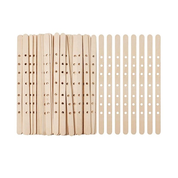EYAKEG 50pcs 7 Holes Wooden Candle Wick Holders, Candle Wicks