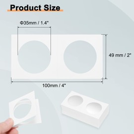 uxcell Coin Flips 2" x 2", 100 Pack Cardboard Coin Holder Coin Collection Supplies Paper Coin Display Sleeves for 35mm/ 1.4" Coin Collection Supplies Collector, White