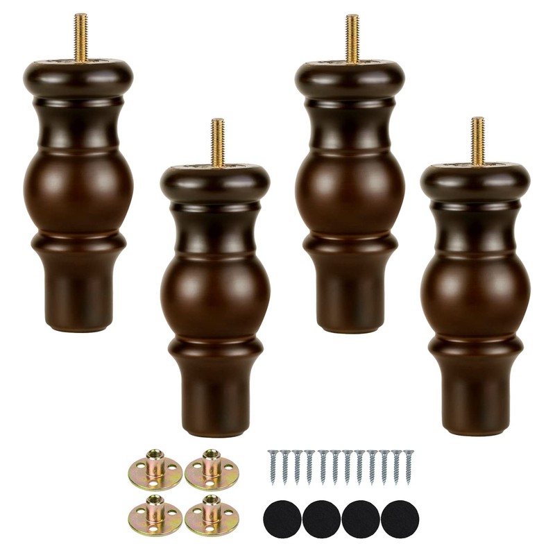 Maricome 6 Inch Wood Legs Predrilled M8 Bolt Turned Round