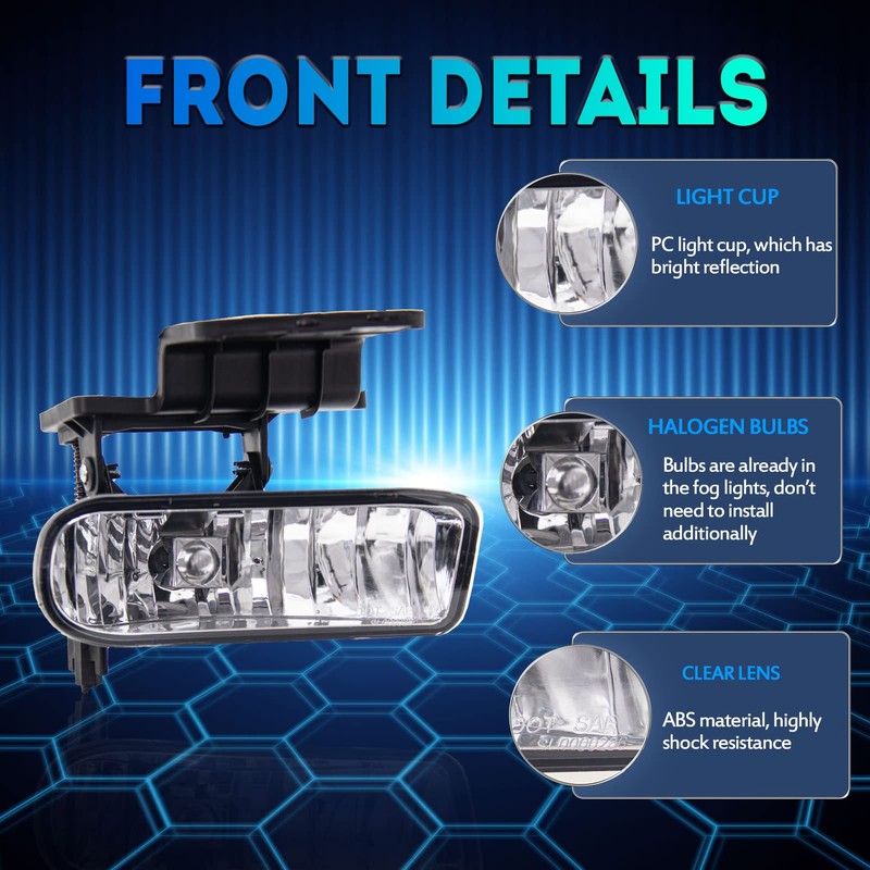 ENERBITIOUS Fog Lights Assembly for 1999-2002 Chevy Silverado 1500 2500,