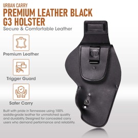 Urban Carry LockLeather G3 Trooper Holster Made of Premium Black Leather | Secure & Comfortable Leather/Polymer Hybrid Design for Optimal Concealment