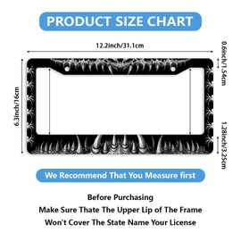 2PCS Spider Fangs License Plate Frame Scary Weird Dark Fantasy Canines License Plate Personalise License Plate Frames Stainless Steel Metal Car Plates Tag Funny Decor Men Women 12.3" x 6.3"