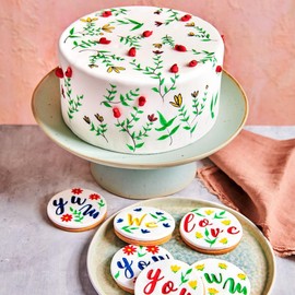 FunCakes Food Pen Primary Set: Black-Red-Blue-Green-Yellow, Writer, 100% Edible Ink, Flexible Tip for thick and thin lines.Great for personalizing your treats with Messages, Quick drying time, Set/5