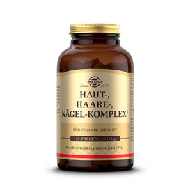 SOLGAR® Haut-, Haare-, Nägel-Komplex | mit MSM, Rotalge, Vitamin C, Lysin, Prolin, Zink & Kupfer für Haare, Haut und Nägel | Einzigartige Formel mit patentiertem OptiMSM® | 120 Tabletten