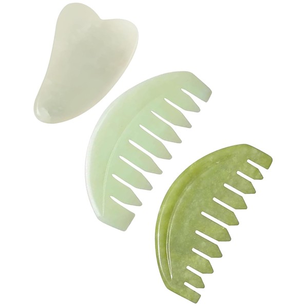 EORTA Jade Massage Comb Board Kit of 3, Guasha Scalp