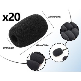 ZoeTekway Pack of 20 Black Pop Protection Headphones Microphone Foam Spit Protection Windscreen for Stage Performance Meetings (Height 40 mm)