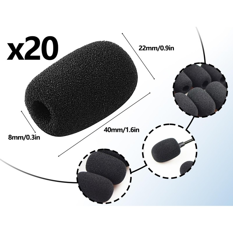 ZoeTekway Pack of 20 Black Pop Protection Headphones Microphone Foam