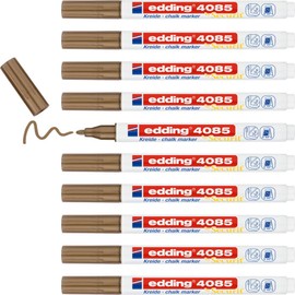 edding Chalk Marker 4085 Copper 10 Chalk Pens Round Tip 1-2 mm Fine Tip Wet Wipe Pen for Chalkboards, Windows, Glass, Mirrors, Liquid Chalk Marker for Opaque Cover