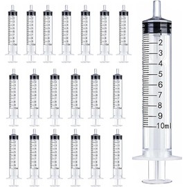 HYCKee 30pcs 10ml Plastic Syringe with Cap Multipurpose Measuring Syringe for Laboratory Measuring Liquids and Dosages (10ml/30pcs)