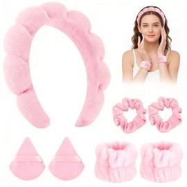 Diademas para Cabello Mujer, Juego de 7 Diadezmas y Muñequeras de Spa | Muñequeras Skincare para Ducharse, Diadema de Maquillaje, Lavarse, Desmaquilla