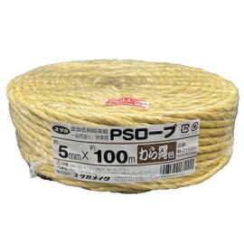 Yutaka Make PP Rope Flat Roll, Straw Rope Color, 0.2 inches (5 mm) x 392.4 ft (100 m), M-215WR Rope, Binding Cord, Packaging, Decorative, Flat Roll, Large Roll, Farming, Gardening Color, Polypropylene