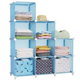 HOMIDEC Closet Organizers and Storage, 9 Cube Storage Organizer, Portable Closet Organizer Storage Cubes Shelves, Blue
