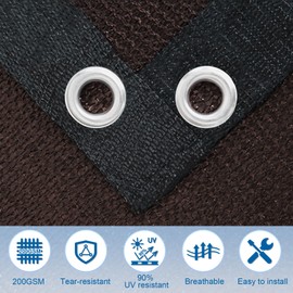 KANAGAWA 90% Sun Shade Cloth 12'X 20' Outdoor Pergola Shade Cover Canopy with Grommets UV Block Privacy Screen for Patio, Backyards, Outdoor, Carport, Garden, Chocolate