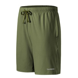 ZONBAILON Pantalones cortos deportivos deportivos para hombre con bolsillos, 17,78 cm, Verde ejército, X-Large