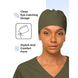 Olive Women’s Working Scrub Cap with Adjustable Elastic Tie-Back – Lightweight, Washable Nursing Cap with Built-in Sweatband for Comfortable & Stylish Healthcare Professionals